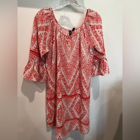 Want and Need Tops - Want and Need Red and White Boho Style Patterned Dress In Size M